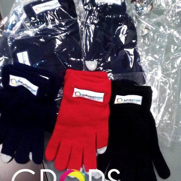 Gloves with company logo