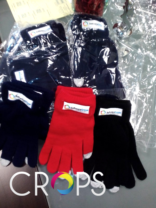 Gloves with company logo